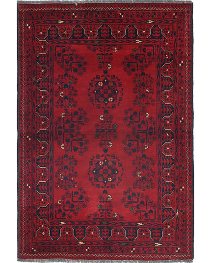 Afghan 3' 2" X 4' 8" Hand Knotted Wool Rug 3' 2" X 4' 8" (97 X 142) / Red / Wool
