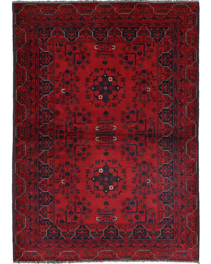 Afghan 3' 2" X 4' 9" Hand Knotted Wool Rug 3' 2" X 4' 9" (97 X 145) / Red / Wool