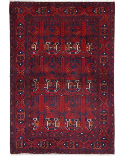 Afghan 3' 2" X 4' 8" Hand Knotted Wool Rug 3' 2" X 4' 8" (97 X 142) / Red / Wool