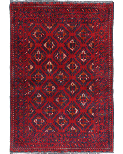 Afghan 3' 3" X 4' 8" Hand Knotted Wool Rug 3' 3" X 4' 8" (99 X 142) / Red / Wool