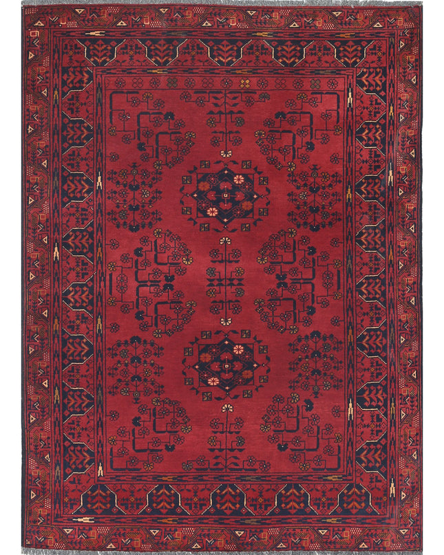 Afghan 3' 3" X 4' 6" Hand Knotted Wool Rug 3' 3" X 4' 6" (99 X 137) / Red / Wool