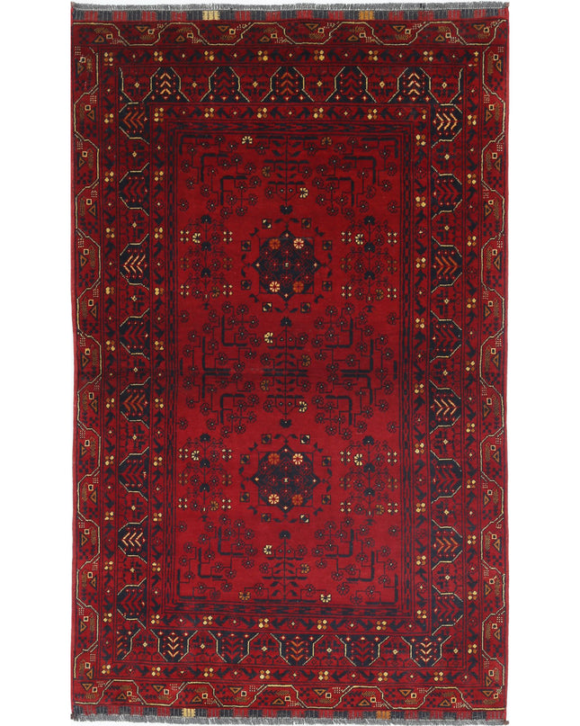 Afghan 3' 3" X 5' 2" Hand Knotted Wool Rug 3' 3" X 5' 2" (99 X 158) / Red / Wool