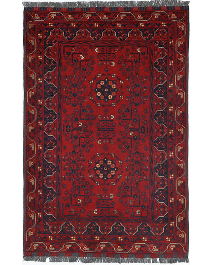 Afghan 3' 2" X 4' 10" Hand Knotted Wool Rug 3' 2" X 4' 10" (97 X 147) / Red / Wool