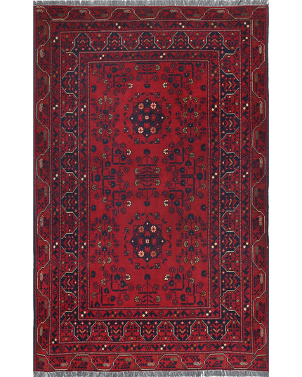 Afghan 3' 2" X 4' 9" Hand Knotted Wool Rug 3' 2" X 4' 9" (97 X 145) / Red / Wool