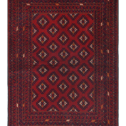 Afghan 3' 4" X 4' 6" Hand Knotted Wool Rug 3' 4" X 4' 6" (101 X 137) / Red / Wool