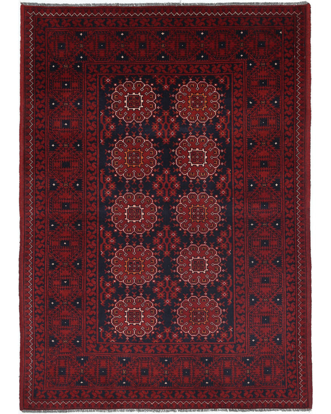 Afghan 3' 3" X 4' 8" Hand Knotted Wool Rug 3' 3" X 4' 8" (99 X 142) / Red / Wool
