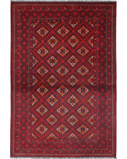 Afghan 3' 3" X 4' 9" Hand Knotted Wool Rug 3' 3" X 4' 9" (99 X 145) / Red / Wool
