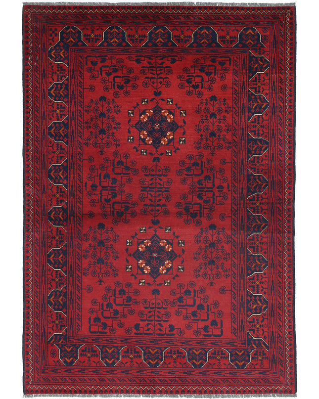 Afghan 3' 3" X 4' 11" Hand Knotted Wool Rug 3' 3" X 4' 11" (99 X 150) / Red / Wool