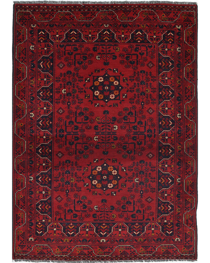 Afghan 3' 4" X 4' 8" Hand Knotted Wool Rug 3' 4" X 4' 8" (101 X 142) / Red / Wool