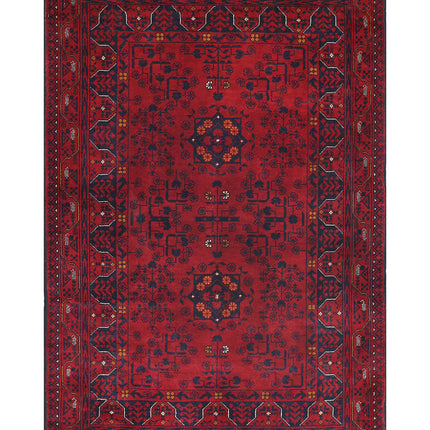 Afghan 3' 3" X 4' 10" Hand Knotted Wool Rug 3' 3" X 4' 10" (99 X 147) / Red / Wool
