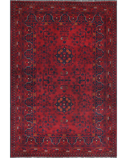 Afghan 3' 3" X 4' 10" Hand Knotted Wool Rug 3' 3" X 4' 10" (99 X 147) / Red / Wool