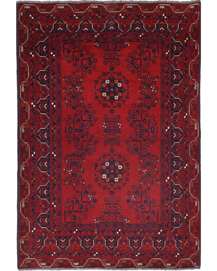 Afghan 3' 3" X 4' 1" Hand Knotted Wool Rug 3' 3" X 4' 1" (99 X 124) / Red / Wool