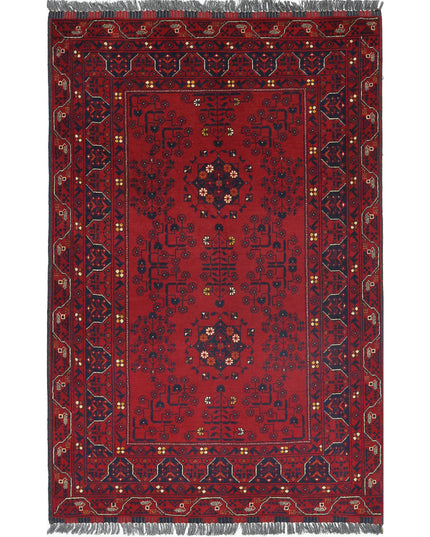 Afghan 3' 3" X 5' 0" Hand Knotted Wool Rug 3' 3" X 5' 0" (99 X 152) / Red / Wool