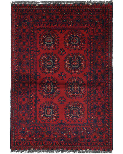 Afghan 2' 2" X 4' 8" Hand Knotted Wool Rug 2' 2" X 4' 8" (66 X 142) / Red / Wool
