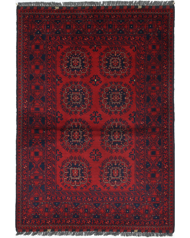 Afghan 2' 2" X 4' 8" Hand Knotted Wool Rug 2' 2" X 4' 8" (66 X 142) / Red / Wool