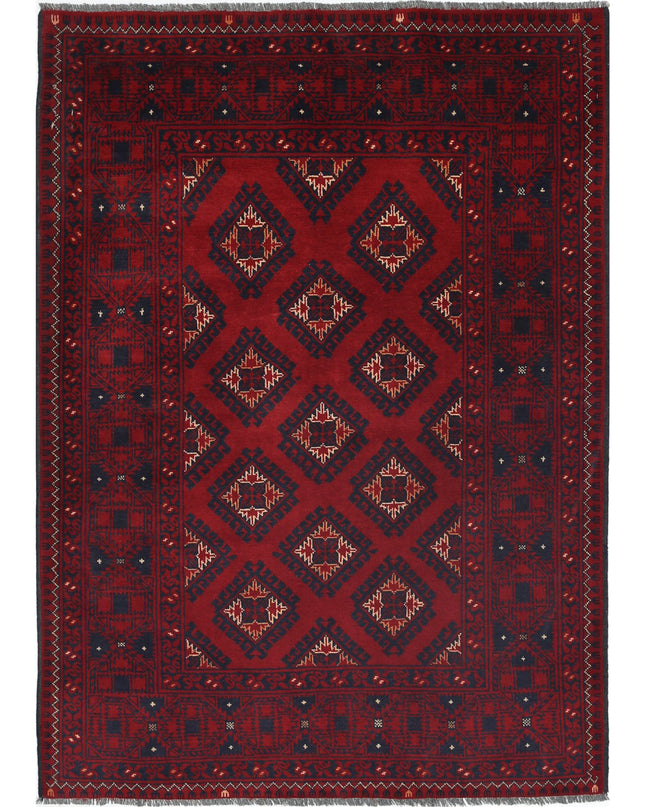Afghan 3' 3" X 4' 9" Hand Knotted Wool Rug 3' 3" X 4' 9" (99 X 145) / Red / Wool