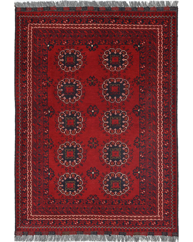 Afghan 3' 3" X 4' 8" Hand Knotted Wool Rug 3' 3" X 4' 8" (99 X 142) / Red / Wool