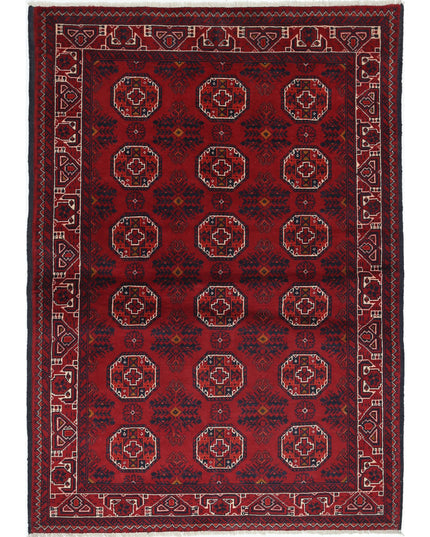 Afghan 3' 2" X 4' 9" Hand Knotted Wool Rug 3' 2" X 4' 9" (97 X 145) / Red / Wool