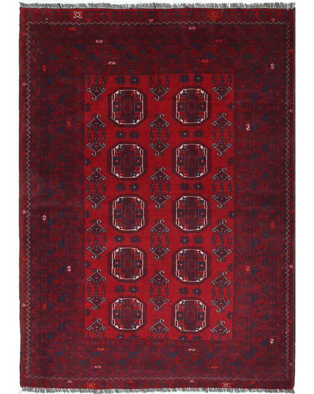 Afghan 2' 11" X 4' 3" Hand Knotted Wool Rug 2' 11" X 4' 3" (89 X 130) / Red / Wool