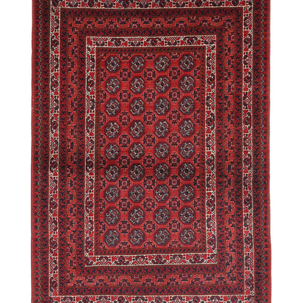 Afghan 2' 7" X 3' 9" Hand Knotted Wool Rug 2' 7" X 3' 9" (79 X 114) / Red / Wool