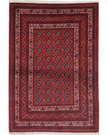 Afghan 2' 7" X 3' 9" Hand Knotted Wool Rug 2' 7" X 3' 9" (79 X 114) / Red / Wool