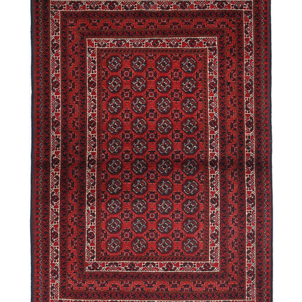 Afghan 2' 8" X 3' 10" Hand Knotted Wool Rug 2' 8" X 3' 10" (81 X 117) / Red / Wool