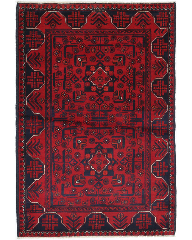 Afghan 2' 7" X 4' 0" Hand Knotted Wool Rug 2' 7" X 4' 0" (79 X 122) / Red / Wool