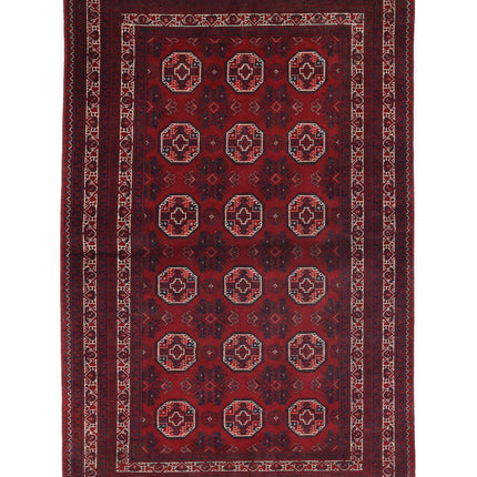 Afghan 3' 2" X 5' 1" Hand Knotted Wool Rug 3' 2" X 5' 1" (97 X 155) / Red / Wool