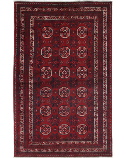 Afghan 3' 2" X 5' 1" Hand Knotted Wool Rug 3' 2" X 5' 1" (97 X 155) / Red / Wool