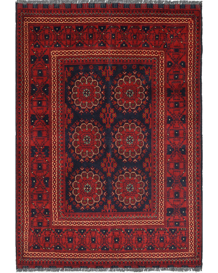 Afghan 3' 3" X 4' 7" Hand Knotted Wool Rug 3' 3" X 4' 7" (99 X 140) / Red / Wool