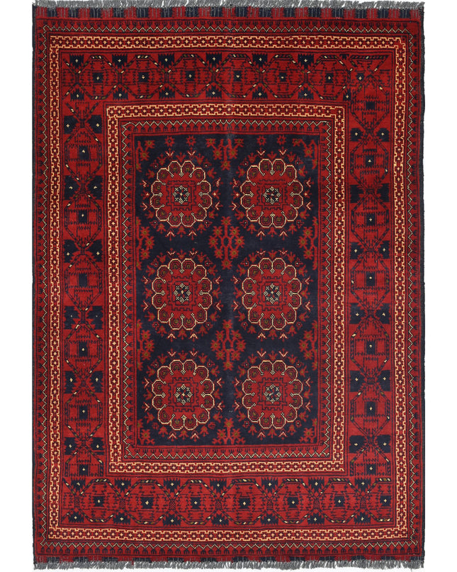 Afghan 3' 3" X 4' 7" Hand Knotted Wool Rug 3' 3" X 4' 7" (99 X 140) / Red / Wool