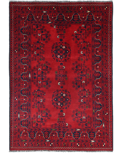 Afghan 3' 3" X 4' 9" Hand Knotted Wool Rug 3' 3" X 4' 9" (99 X 145) / Red / Wool