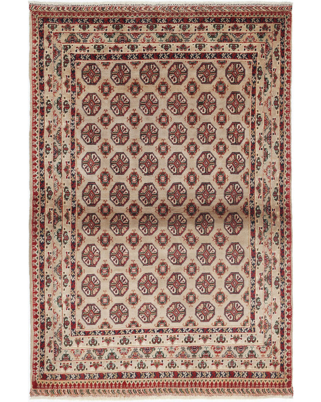 Afghan 3' 4" X 4' 11" Hand Knotted Wool Rug 3' 4" X 4' 11" (101 X 150) / Red / Wool
