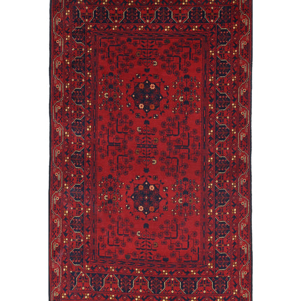 Afghan 3' 2" X 5' 3" Hand Knotted Wool Rug 3' 2" X 5' 3" (97 X 160) / Red / Wool