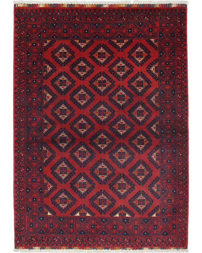 Afghan 3' 3" X 4' 7" Hand Knotted Wool Rug 3' 3" X 4' 7" (99 X 140) / Red / Wool