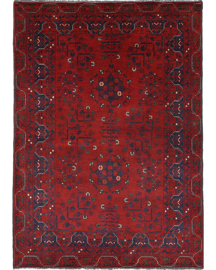 Afghan 3' 4" X 4' 9" Hand Knotted Wool Rug 3' 4" X 4' 9" (101 X 145) / Red / Wool