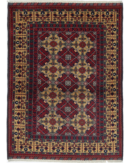 Afghan 3' 3" X 4' 6" Hand Knotted Wool Rug 3' 3" X 4' 6" (99 X 137) / Red / Wool