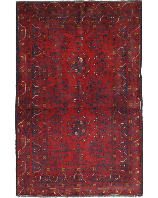 Afghan 3' 2" X 5' 0" Hand Knotted Wool Rug 3' 2" X 5' 0" (97 X 152) / Red / Wool