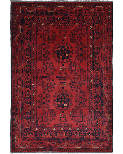 Afghan 3' 2" X 4' 9" Hand Knotted Wool Rug 3' 2" X 4' 9" (97 X 145) / Red / Wool