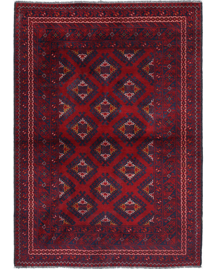 Afghan 3' 3" X 4' 8" Hand Knotted Wool Rug 3' 3" X 4' 8" (99 X 142) / Red / Wool