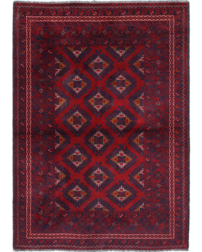 Afghan 3' 3" X 4' 8" Hand Knotted Wool Rug 3' 3" X 4' 8" (99 X 142) / Red / Wool