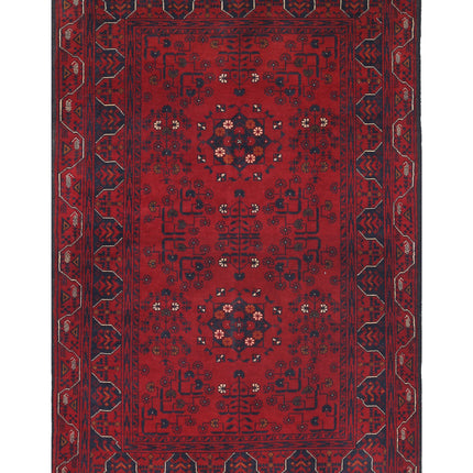 Afghan 3' 3" X 5' 0" Hand Knotted Wool Rug 3' 3" X 5' 0" (99 X 152) / Red / Wool