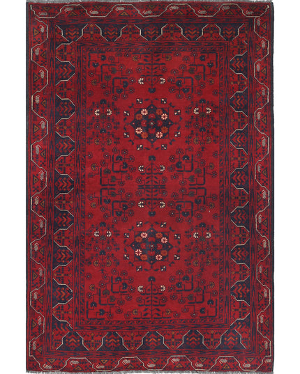 Afghan 3' 3" X 5' 0" Hand Knotted Wool Rug 3' 3" X 5' 0" (99 X 152) / Red / Wool