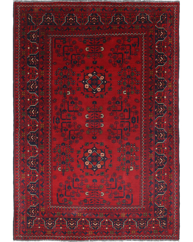 Afghan 3' 2" X 4' 8" Hand Knotted Wool Rug 3' 2" X 4' 8" (97 X 142) / Red / Wool
