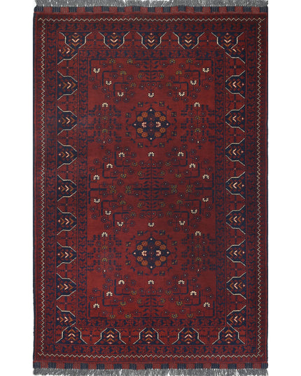 Afghan 3' 3" X 4' 11" Hand Knotted Wool Rug 3' 3" X 4' 11" (99 X 150) / Red / Wool