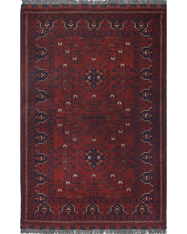 Afghan 3' 3" X 4' 11" Hand Knotted Wool Rug 3' 3" X 4' 11" (99 X 150) / Red / Wool