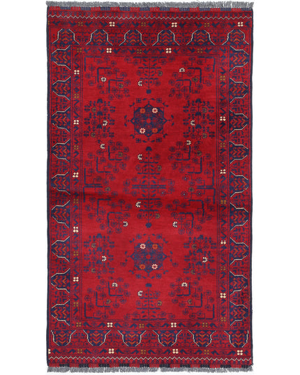 Afghan 2' 8" X 4' 10" Hand Knotted Wool Rug 2' 8" X 4' 10" (81 X 147) / Red / Wool