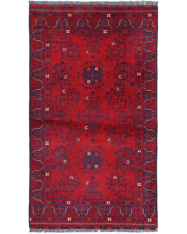 Afghan 2' 8" X 4' 10" Hand Knotted Wool Rug 2' 8" X 4' 10" (81 X 147) / Red / Wool