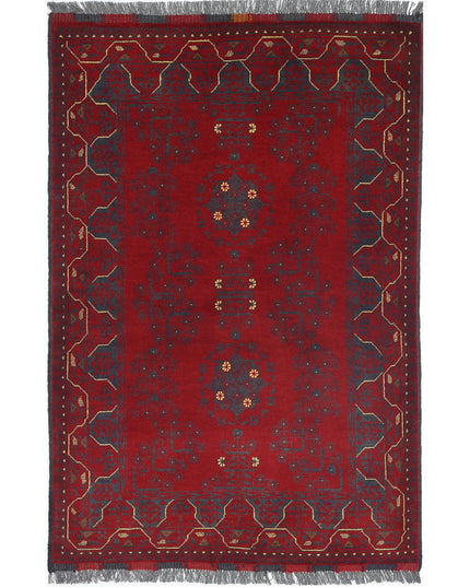 Afghan 3' 3" X 4' 10" Hand Knotted Wool Rug 3' 3" X 4' 10" (99 X 147) / Red / Wool