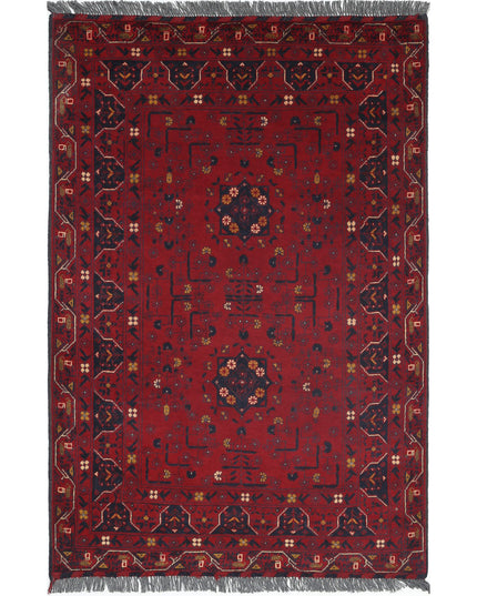 Afghan 3' 2" X 4' 10" Hand Knotted Wool Rug 3' 2" X 4' 10" (97 X 147) / Red / Wool